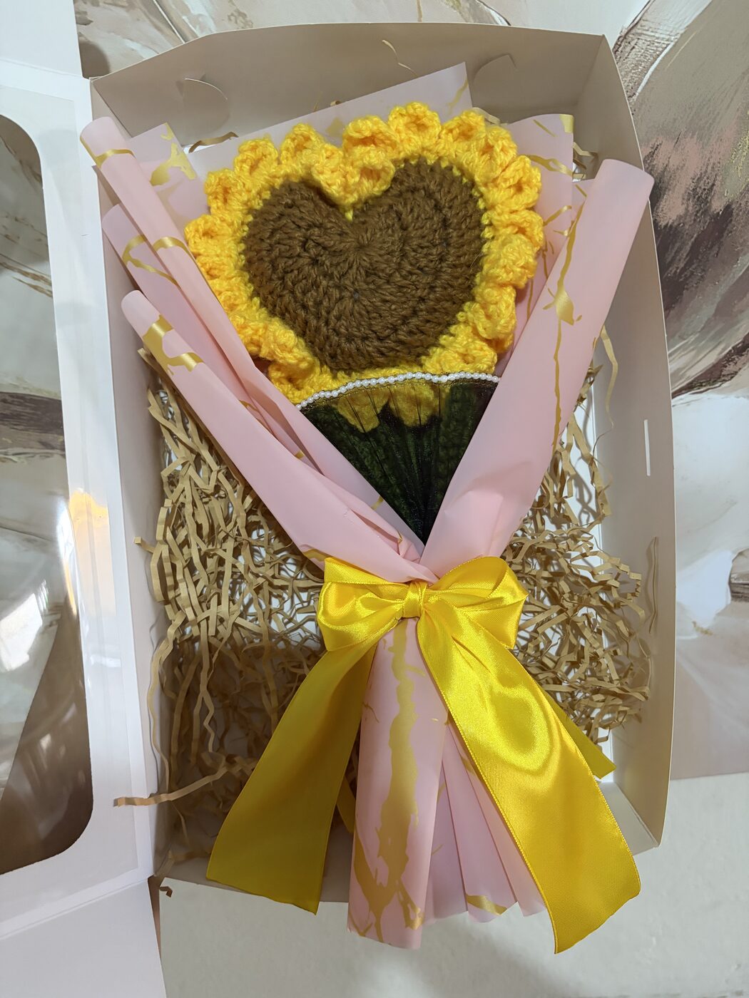 Ramo de girasol en forma de corazón