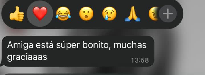 Captura recortada de agradecimiento por pedido recibido