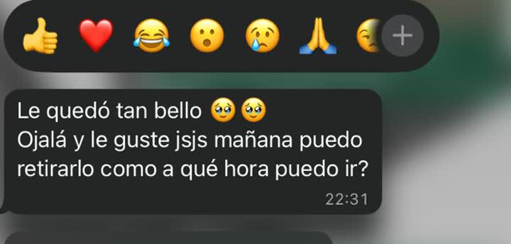 Captura recortada de agradecimiento por pedido recibido